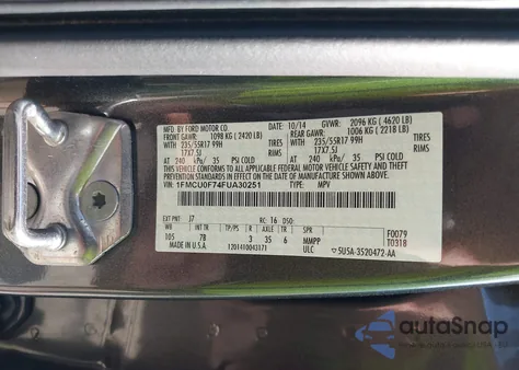 2015 Ford Escape S из США, поврежденный, VIN 1FMCU0F74FUA30251